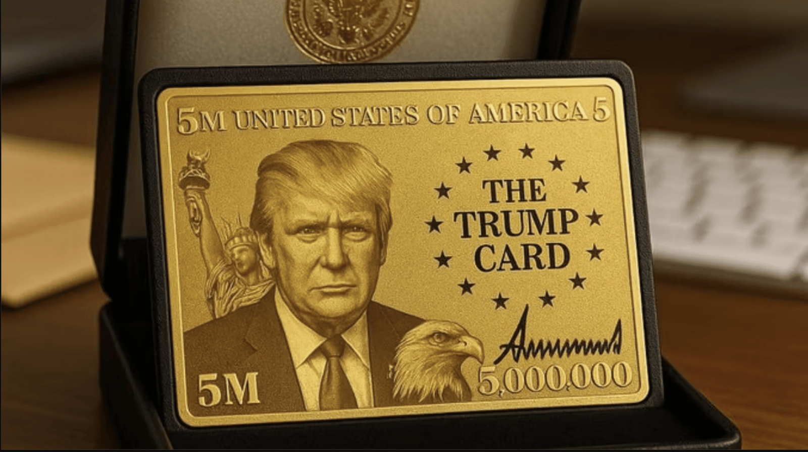 As Markets Tank, Donald Trump Unveils $5 Million “Gold Card” Visa with His Face on It